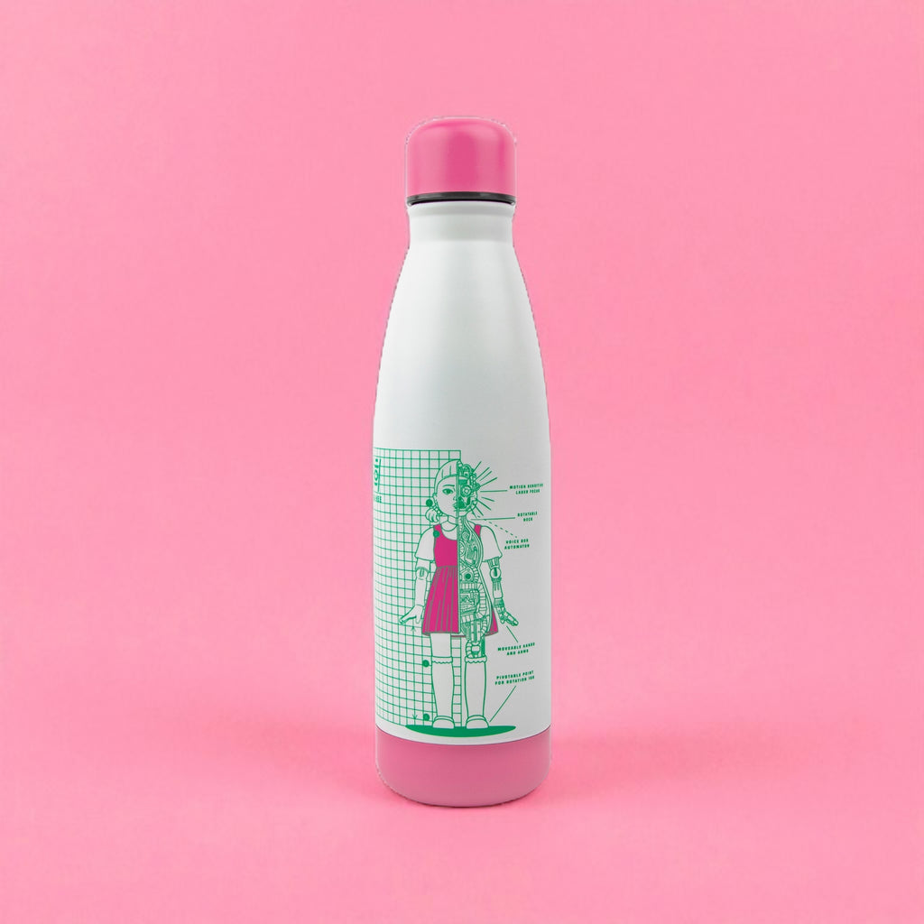 Squid Game: Thermo Water Bottle Young-hee Blue & White Print